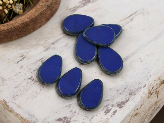 Czech Glass Beads - Picasso Beads - Teardrop Beads - Tear Drop Beads - 8pcs - 12x18mm - (752)