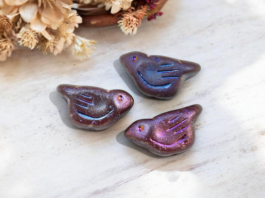 Czech Glass Beads - Bird Beads - Picasso Beads - Animal Beads - Czech Glass Bird Beads - 6pcs - 11x22mm - (2661)