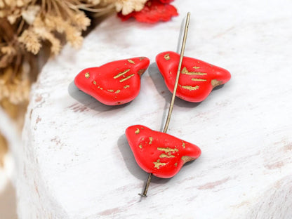 Czech Glass Beads - Bird Beads - Picasso Beads - Animal Beads - Czech Glass Bird Beads - 6pcs - 11x22mm - (4924)