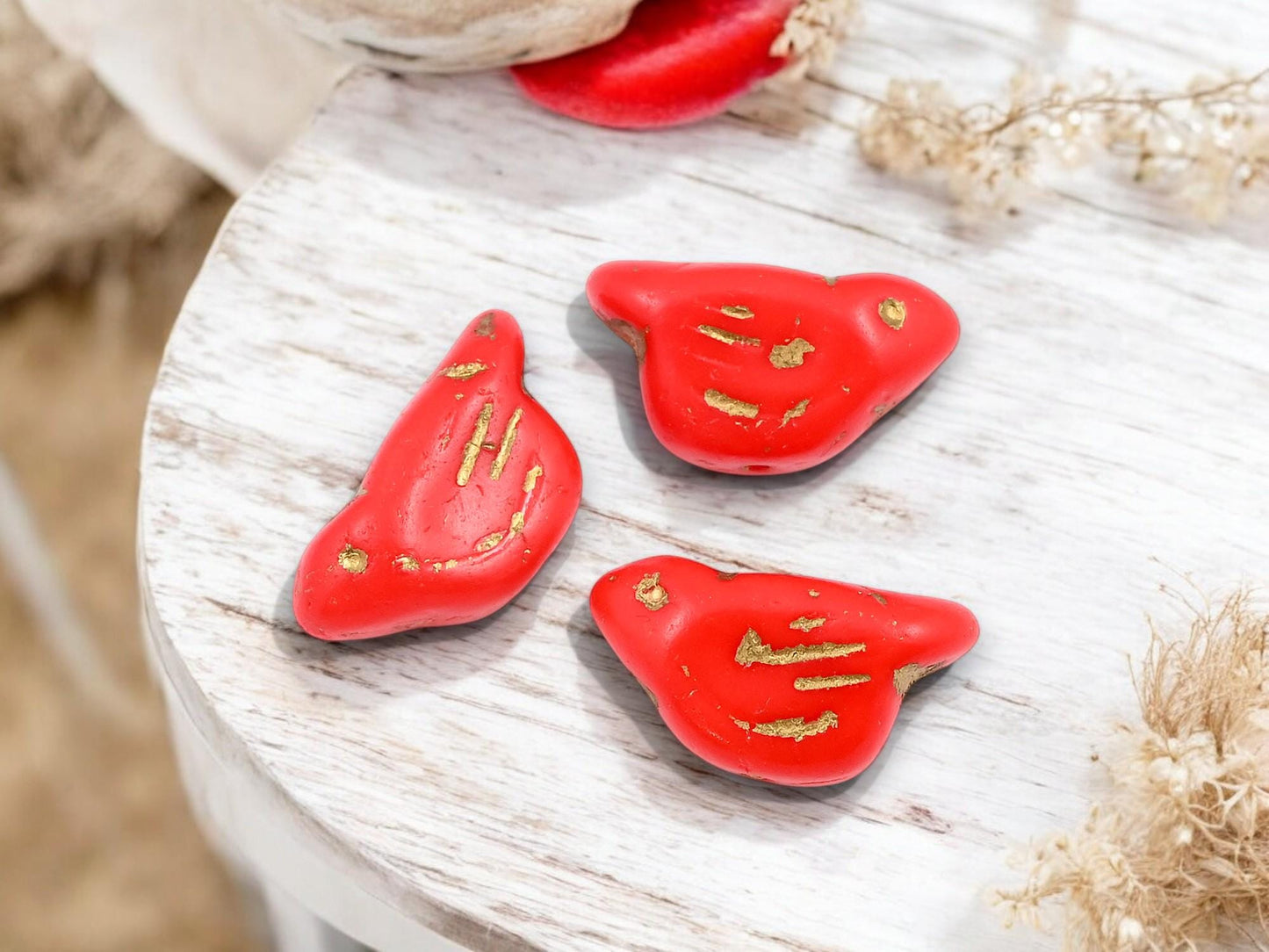 Czech Glass Beads - Bird Beads - Picasso Beads - Animal Beads - Czech Glass Bird Beads - 6pcs - 11x22mm - (4924)