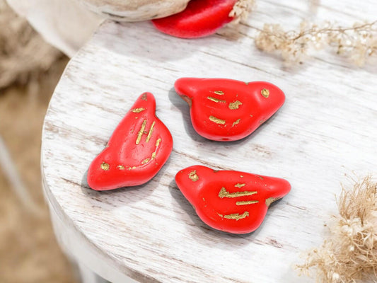 Czech Glass Beads - Bird Beads - Picasso Beads - Animal Beads - Czech Glass Bird Beads - 6pcs - 11x22mm - (4924)