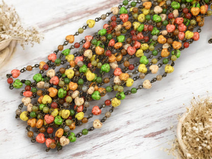 Beaded Chain - Czech Glass Chain - Czech Glass Beads - Heart Beads - Rosary Chain - Sold by the foot - (CH13-A)