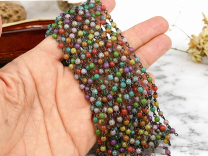 Picasso Beads - Beaded Chain - Czech Glass Chain - Czech Glass Beads - Rosary Chain - Sold by the foot - (CH14)