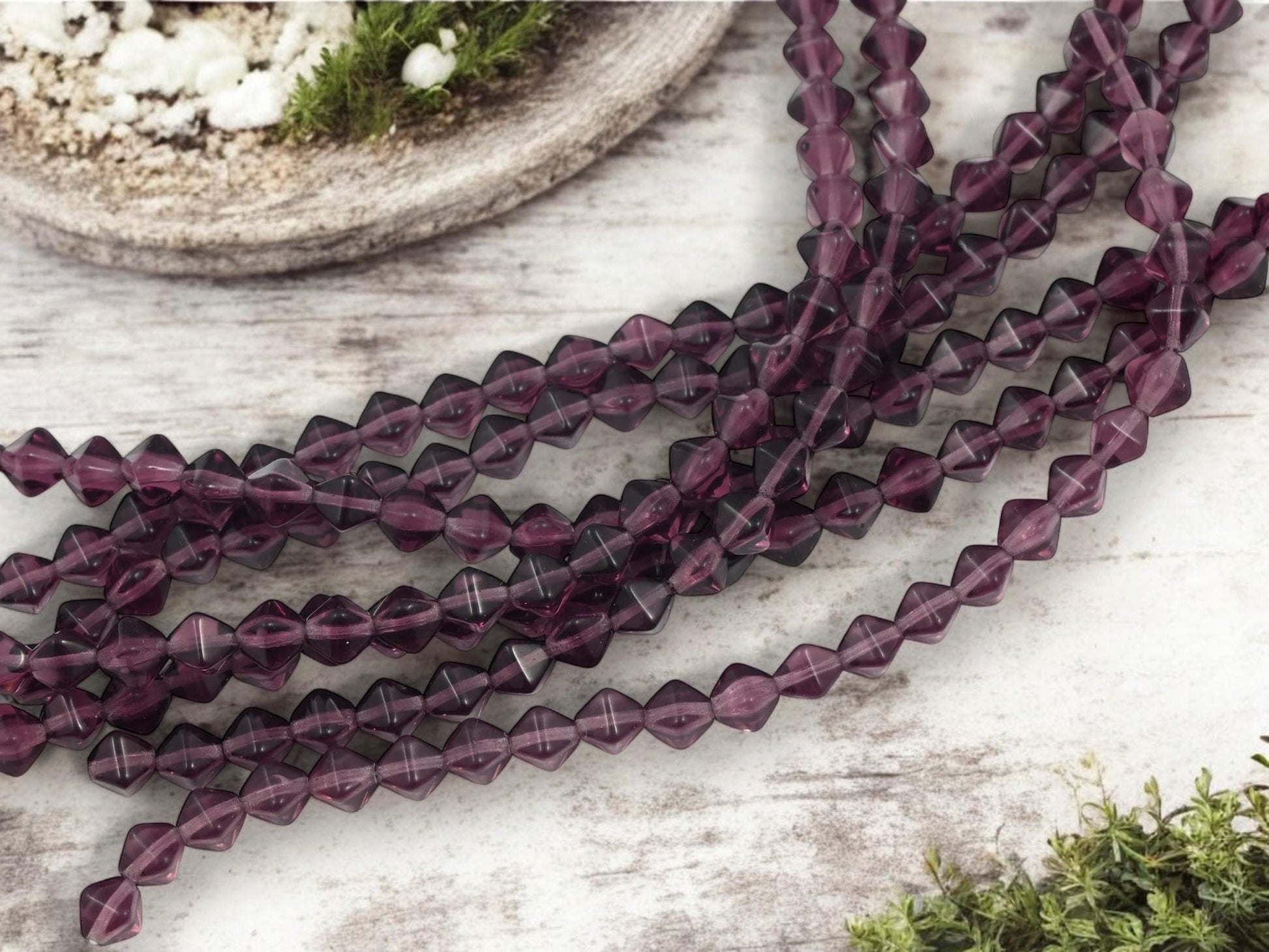 Czech Glass Beads - Purple Beads - Lucerna Bicone - Bicone Beads - Spacer Beads - 6mm - 25pcs - (A170)