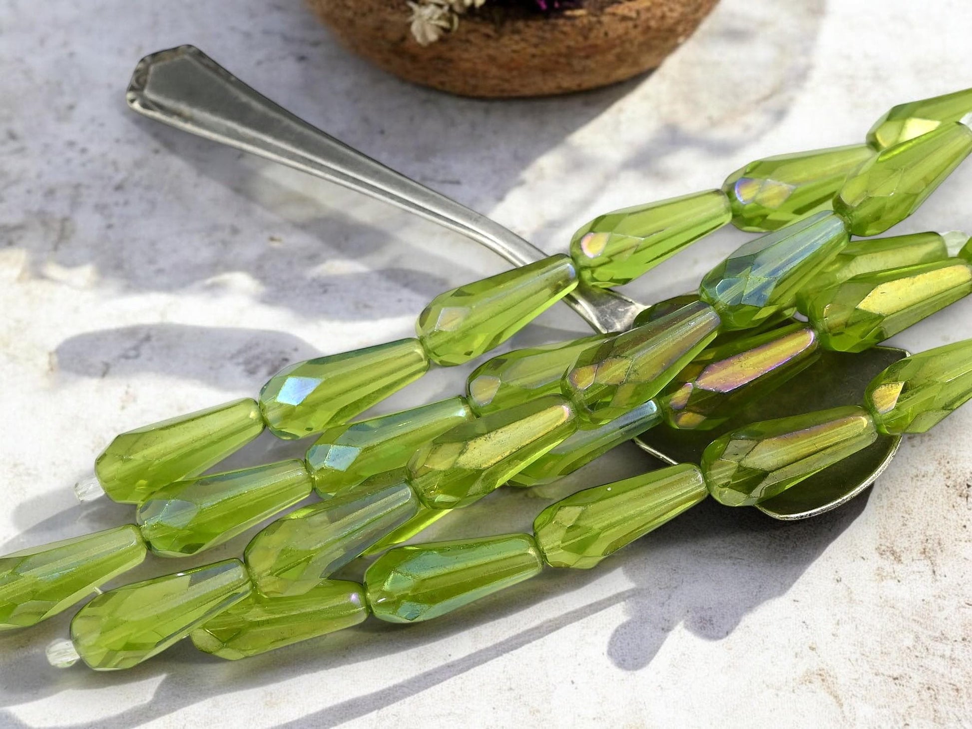 Czech Glass Beads - Tear Drop Beads - Fire Polished Beads - 6pcs - 20x8mm - (1449)