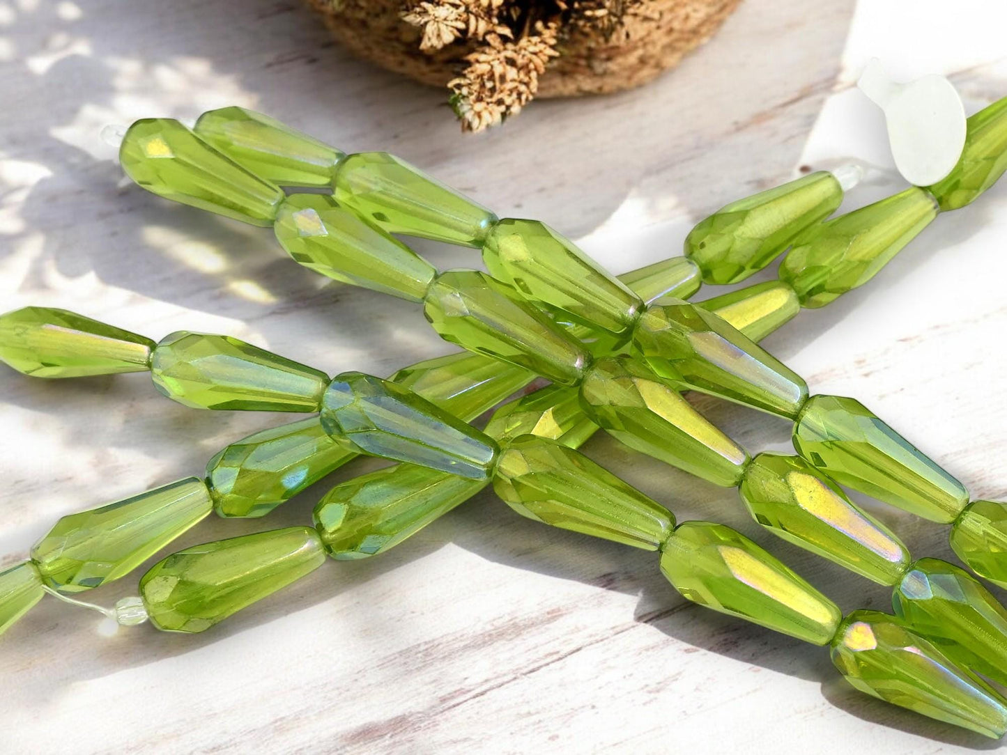 Czech Glass Beads - Tear Drop Beads - Fire Polished Beads - 6pcs - 20x8mm - (1449)