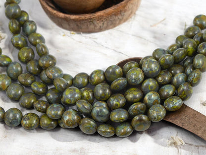 Picasso Beads - Czech Glass Beads - Lentil Beads - Vintage Czech Beads - 11mm - 19pcs - (430)