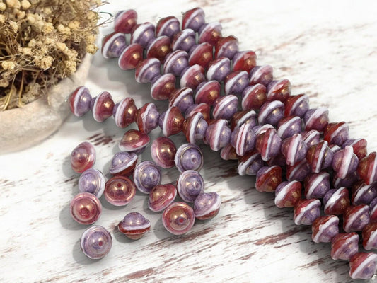 Czech Glass Beads - Saturn Beads - Saucer Beads - Picasso Beads - 15pcs - 10x8mm - (B610)