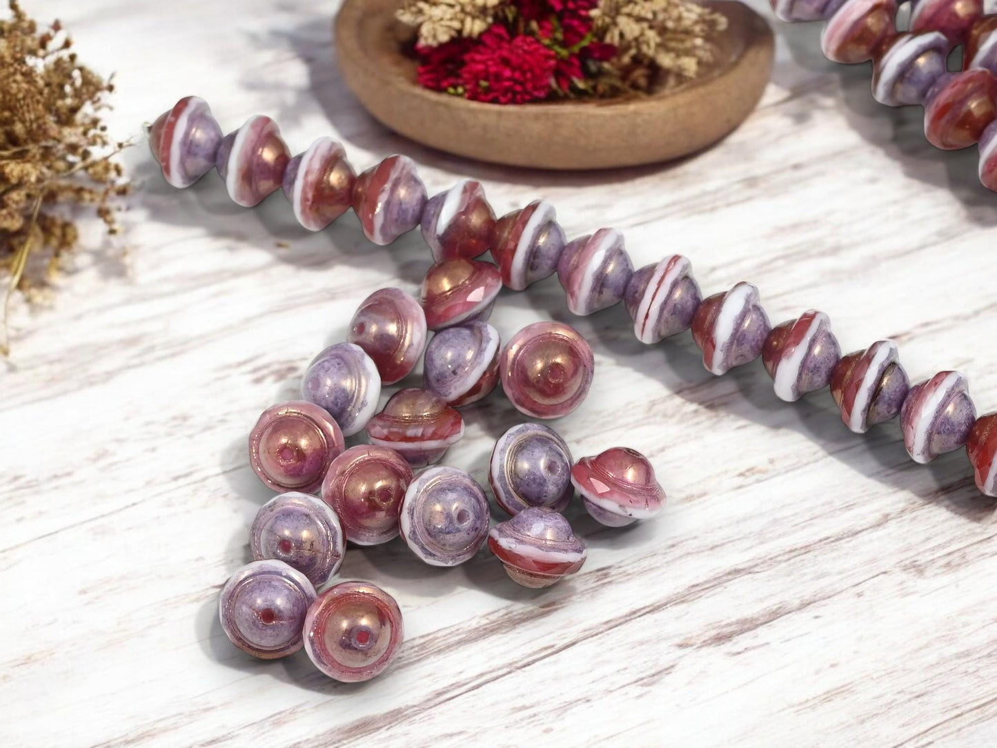 Czech Glass Beads - Saturn Beads - Saucer Beads - Picasso Beads - 15pcs - 10x8mm - (B610)