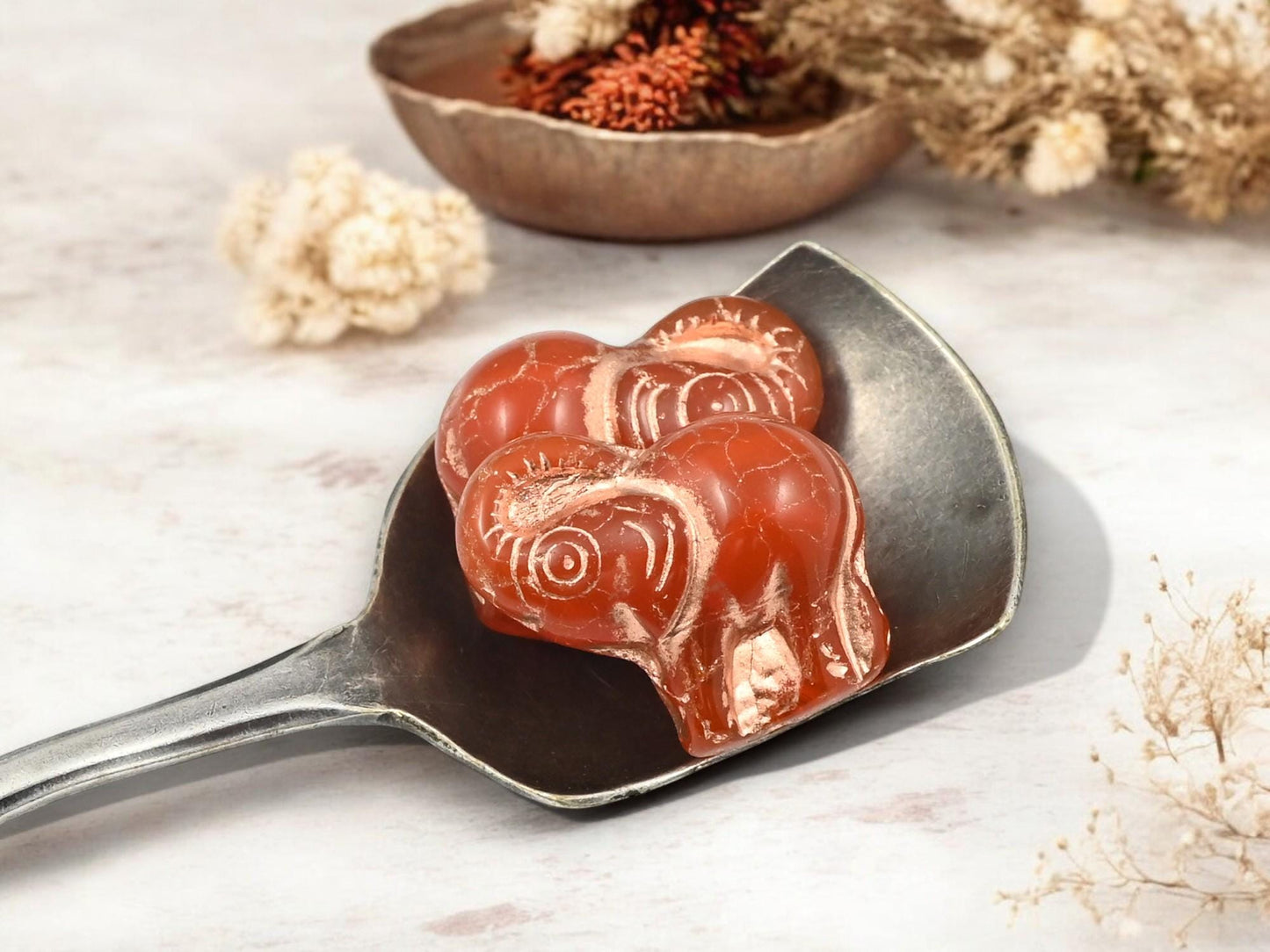 Czech Glass Beads - Elephant Beads - Elephant Pendant - Lucky Elephant - Elephant Charm - 21x20mm - 4pcs - (2701)