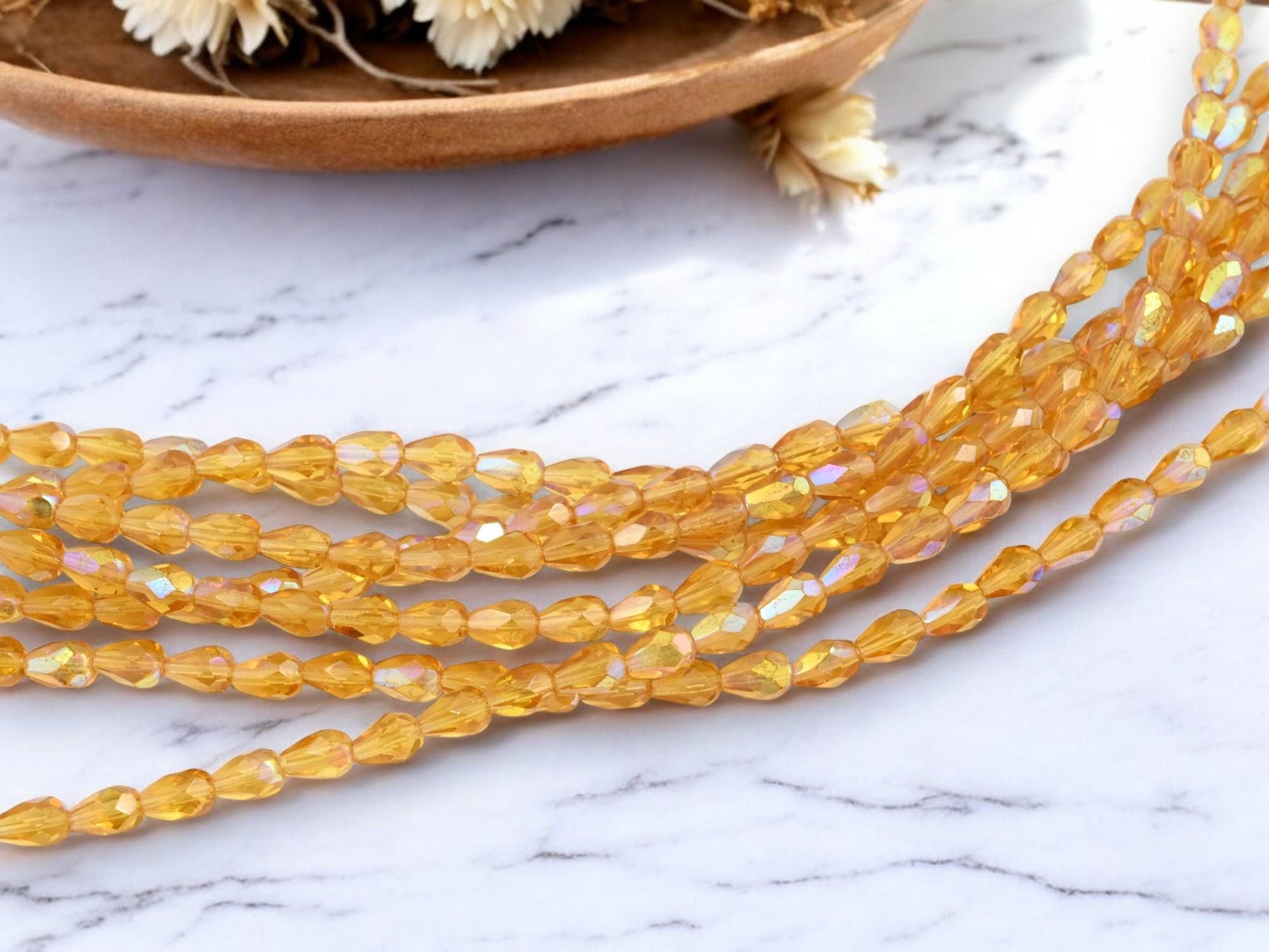 Czech Glass Beads - Tear Drop Beads - Fire Polished Beads - 29pcs - 5x7mm - (A586)