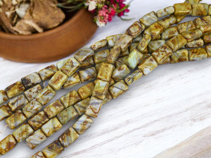 Czech Glass Beads - Picasso Beads - Rectangle Beads - Vintage Beads - Czech Beads - 12x8mm - 16pcs - (B412