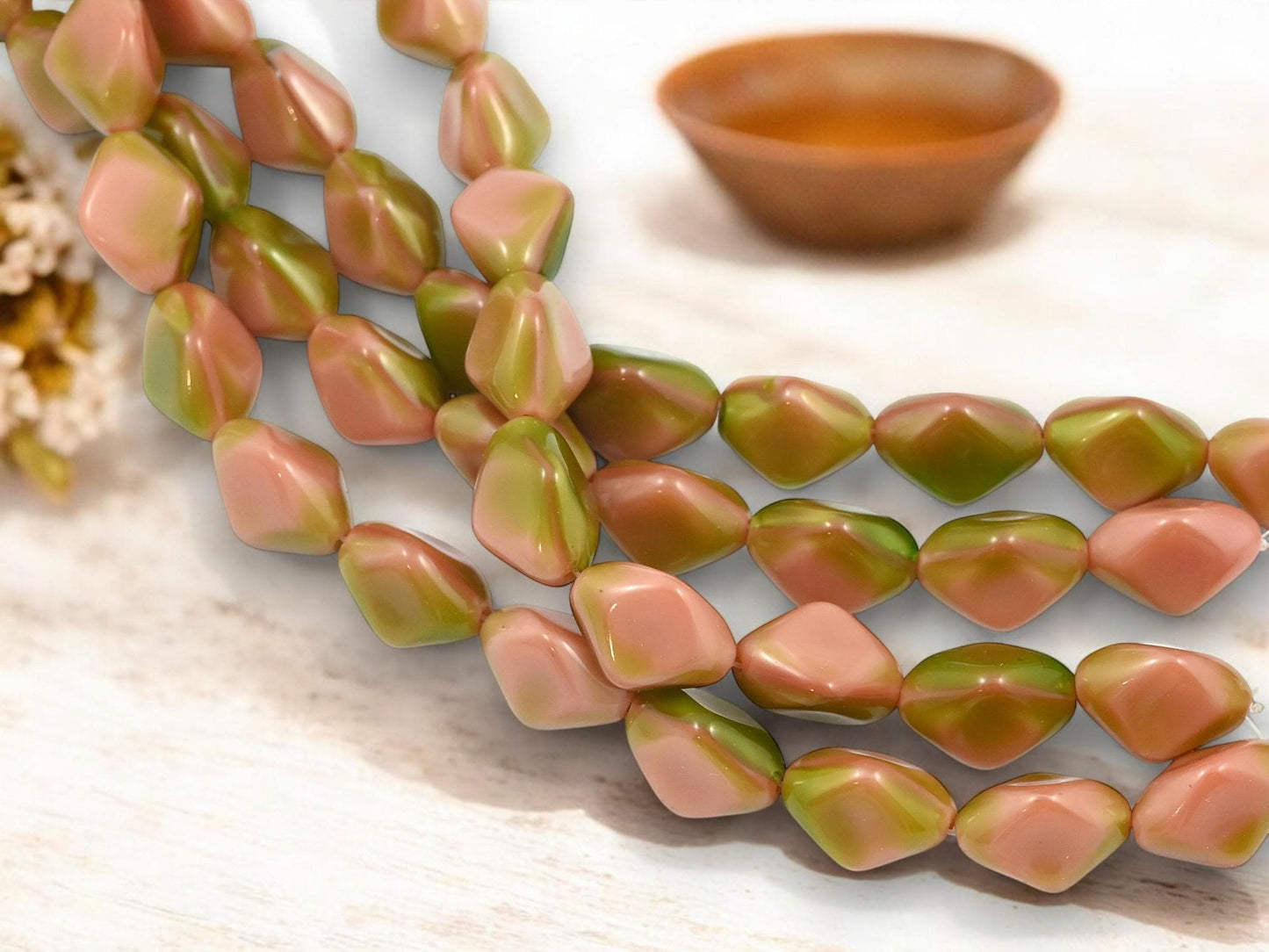 Czech Glass Beads - Oval Beads - Old Stock Beads - Chunky Beads - 13pcs - 10x15mm - (4421)