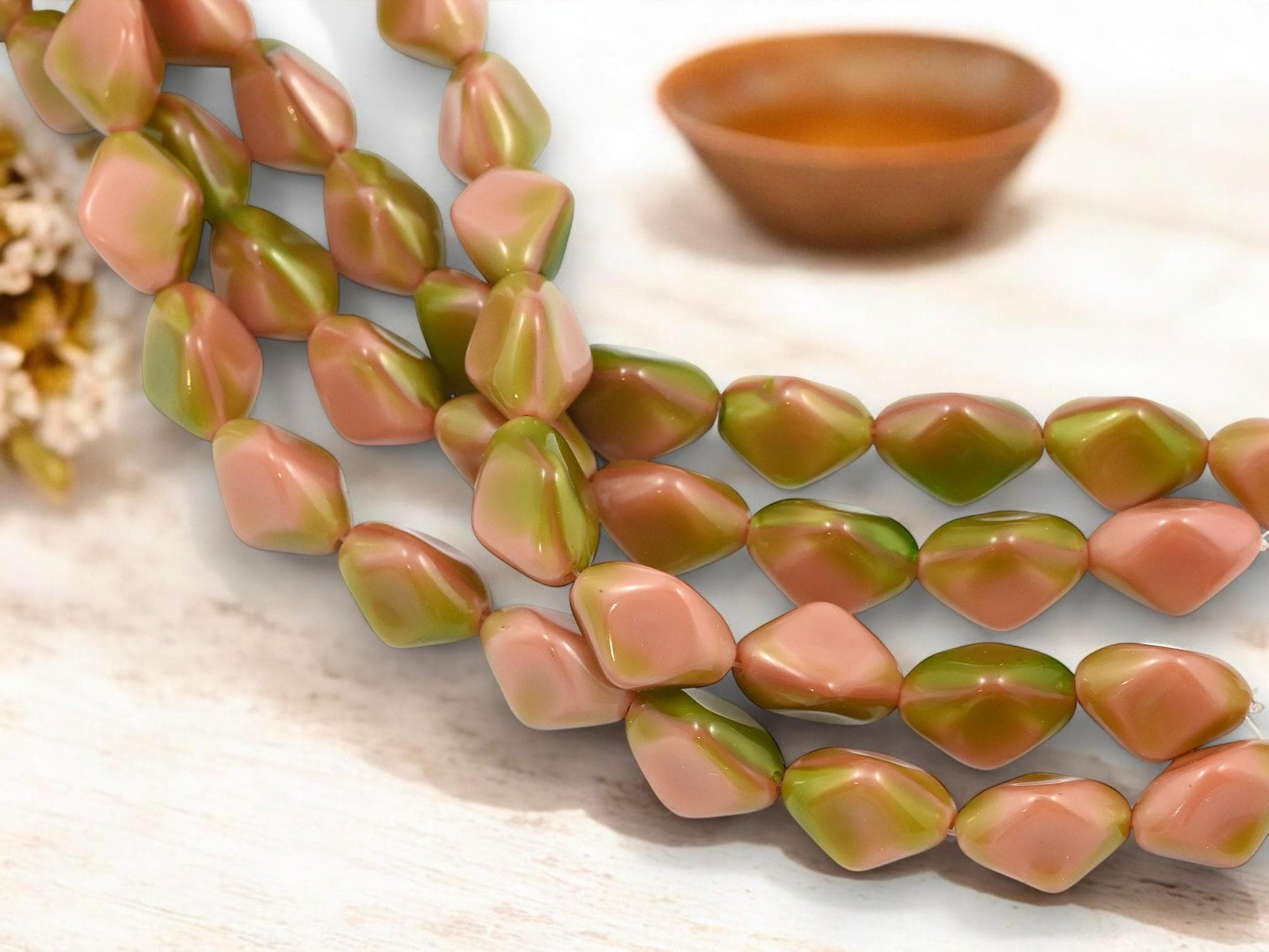 Czech Glass Beads - Oval Beads - Old Stock Beads - Chunky Beads - 13pcs - 10x15mm - (4421)