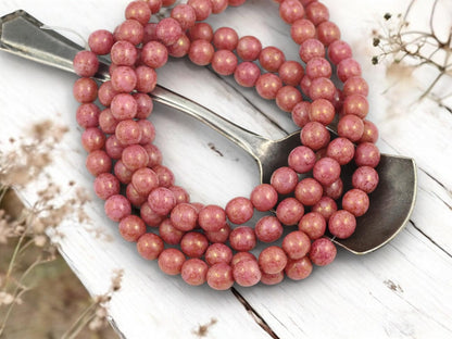 Czech Glass Beads - Round Beads - Druk Beads - 6mm Beads - Pink Beads - 30pcs - (A514)