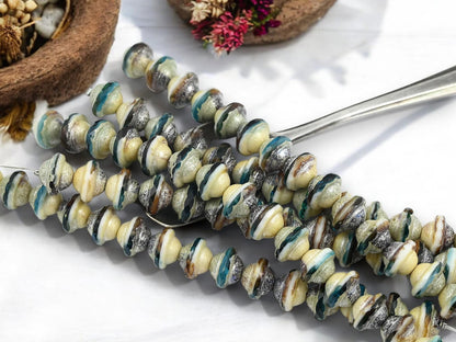 Picasso Beads - Saturn Beads - Czech Glass Beads - Saucer Beads - UFO Beads - 15pcs - 10x8mm - (761)