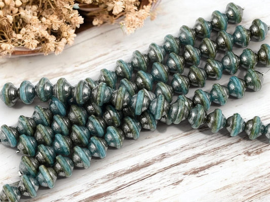 Czech Glass Beads - Picasso Beads - Saturn Beads - Saucer Beads - UFO Beads - 15pcs - 10x8mm - (2695)