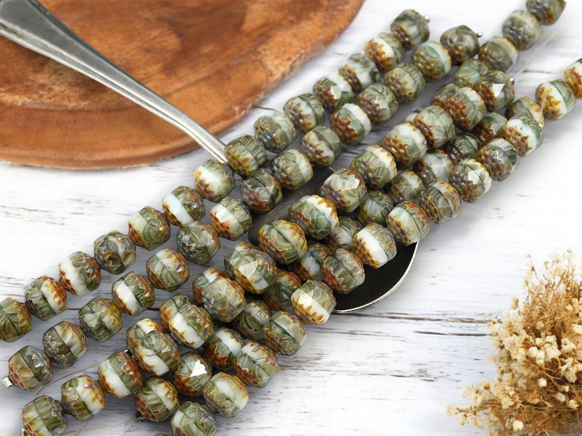 Picasso Beads - Czech Glass Beads - Fall Color Beads - Cathedral Beads - Fire Polish Beads - 15pcs - 8mm - (1278)