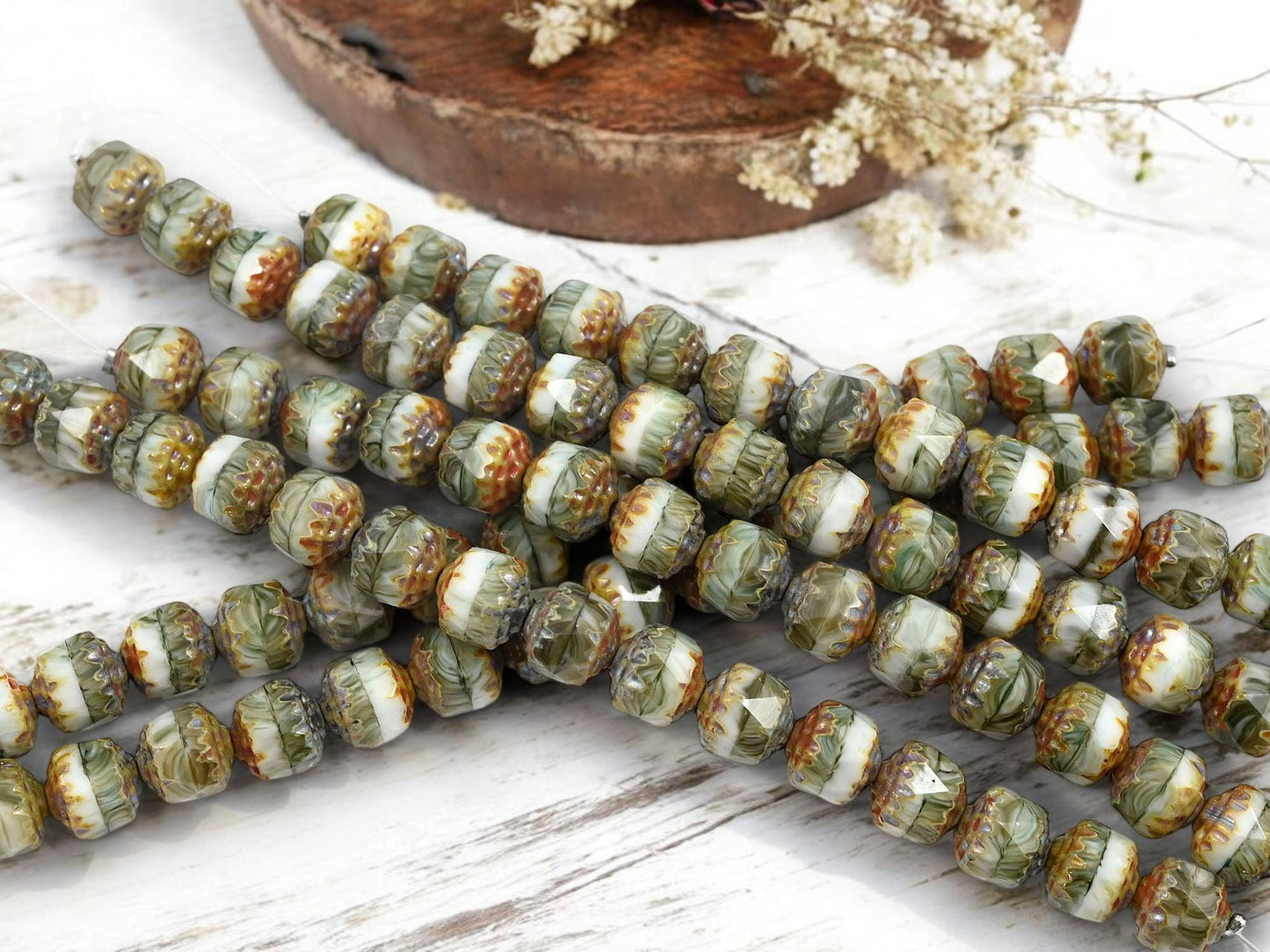 Picasso Beads - Czech Glass Beads - Fall Color Beads - Cathedral Beads - Fire Polish Beads - 15pcs - 8mm - (1278)