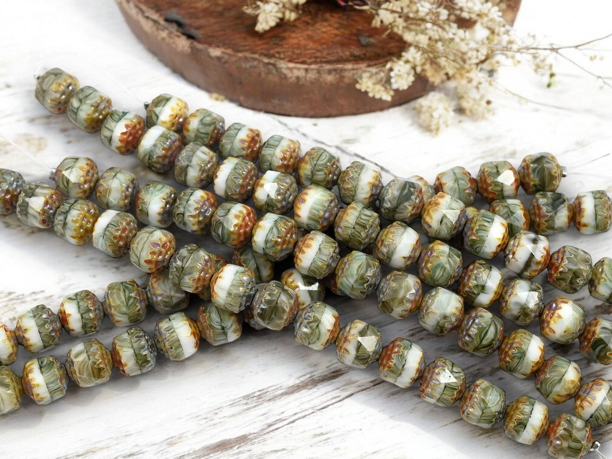 Picasso Beads - Czech Glass Beads - Fall Color Beads - Cathedral Beads - Fire Polish Beads - 15pcs - 8mm - (1278)