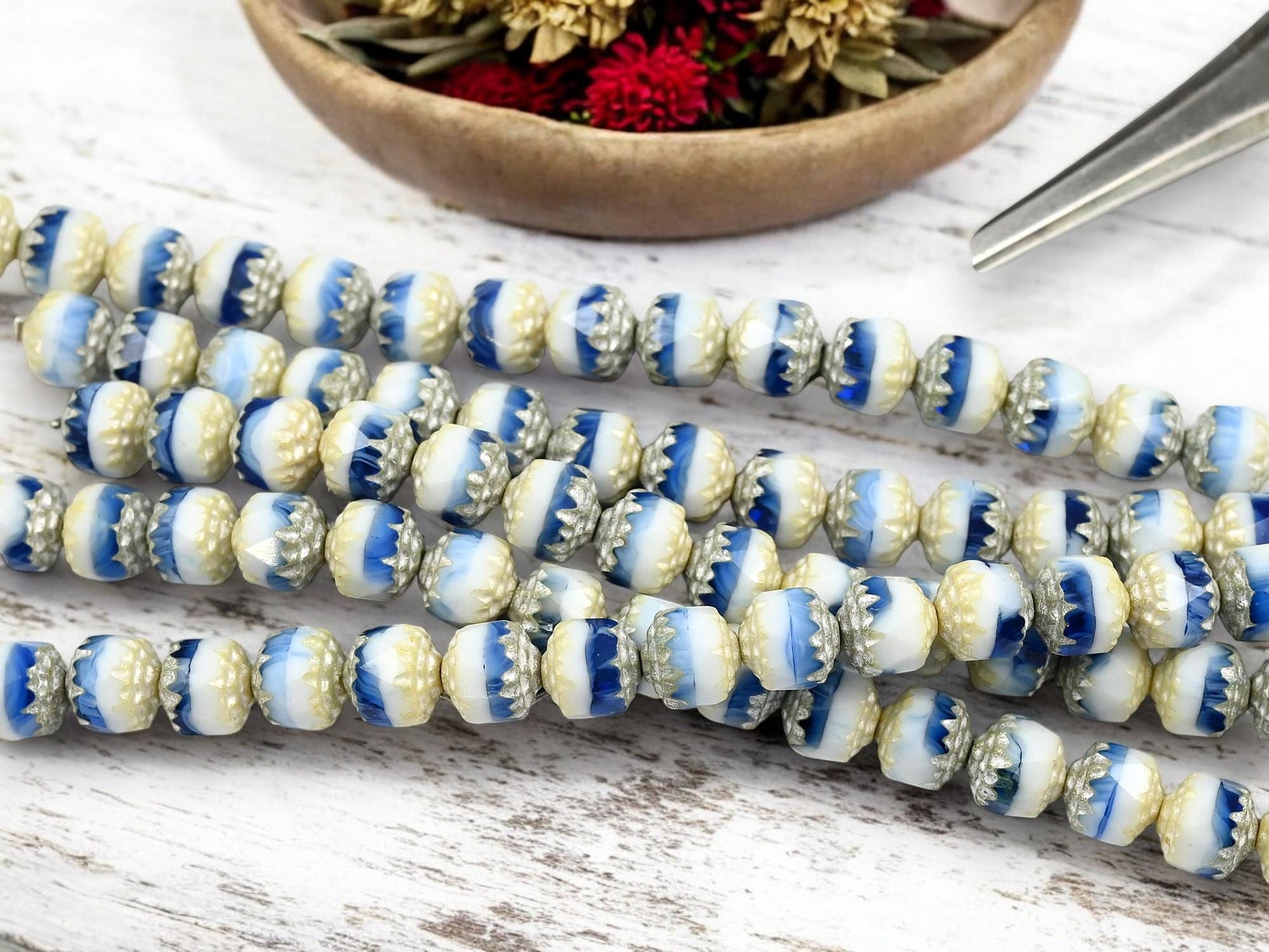 Czech Glass Beads - Cathedral Beads - Picasso Beads - Fire Polish Beads - 15pcs - 8mm - (A300)