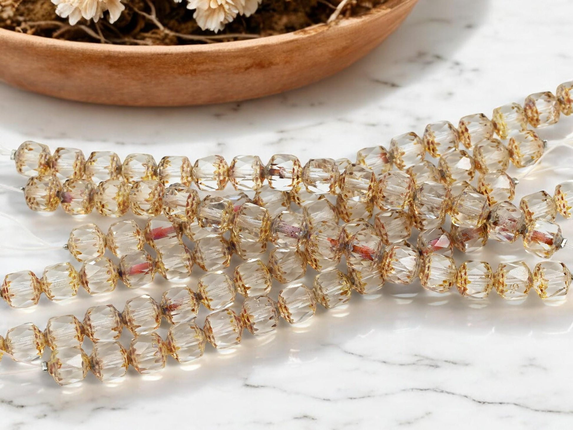 Picasso Beads - Czech Glass Beads - Cathedral Beads - Fire Polish Beads - 15pcs - 8mm - (A397)