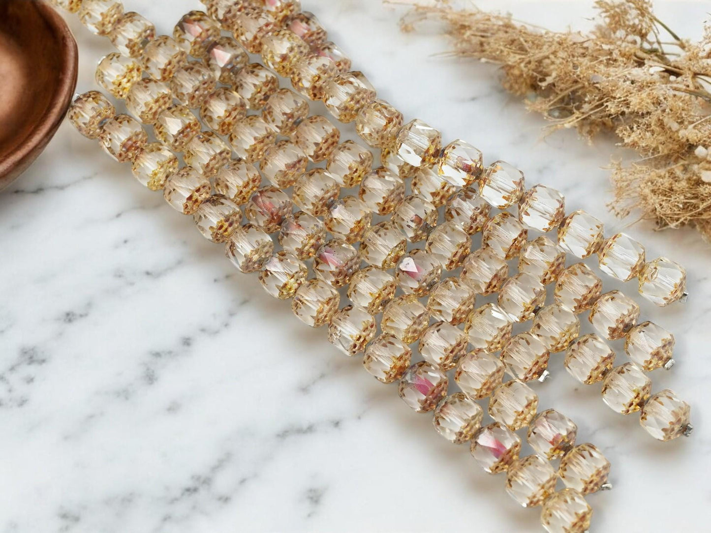 Picasso Beads - Czech Glass Beads - Cathedral Beads - Fire Polish Beads - 15pcs - 8mm - (A397)