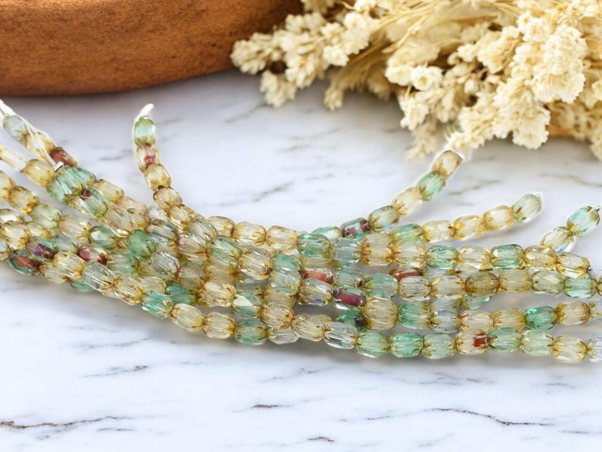 Picasso Beads - Czech Glass Beads - Oval Beads - Fire Polish Beads - 20pcs - 6x4mm - (4174)