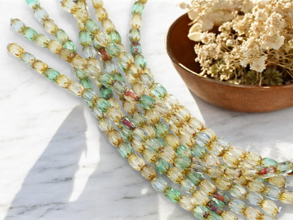 Picasso Beads - Czech Glass Beads - Oval Beads - Fire Polish Beads - 20pcs - 6x4mm - (4174)