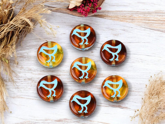 Bird Beads - Coin Beads - Bird Coin - Acrylic Beads - 12mm - 15pcs - (A274)