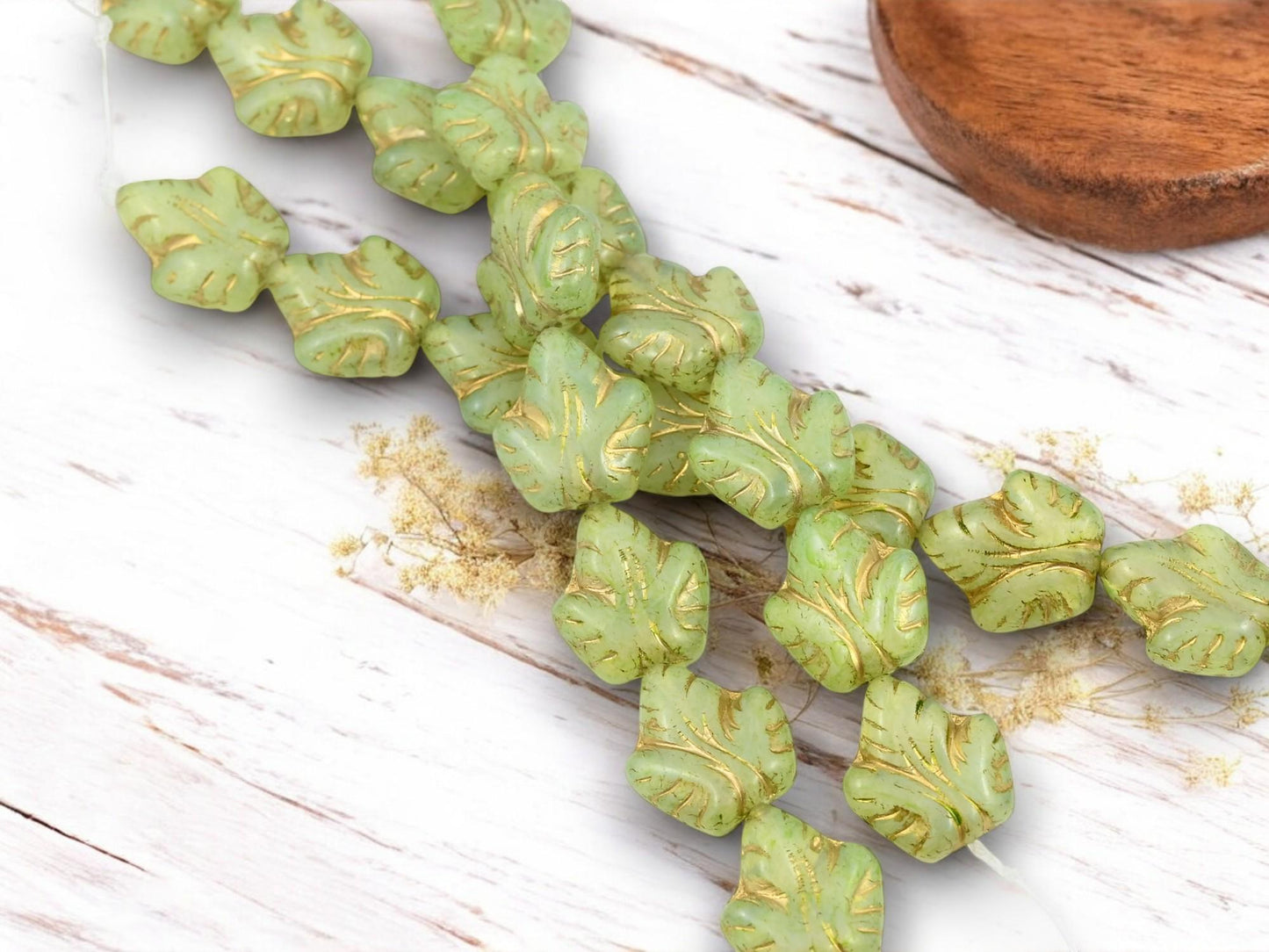 Czech Glass Beads - Picasso Beads - Leaf Beads - Fall Beads - Czech Leaves - 16x14mm - 8pcs - (5975)