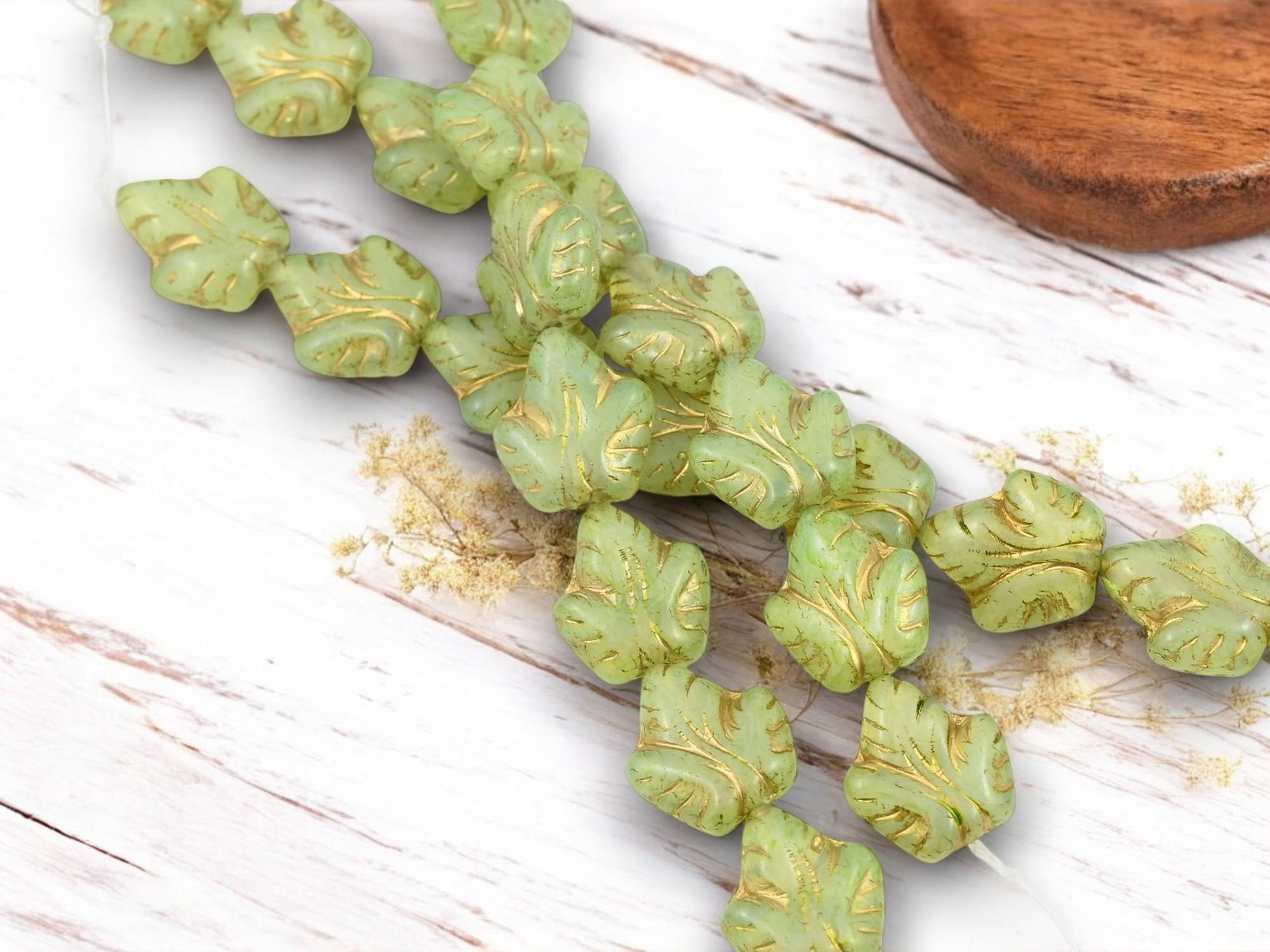 Czech Glass Beads - Picasso Beads - Leaf Beads - Fall Beads - Czech Leaves - 16x14mm - 8pcs - (5975)