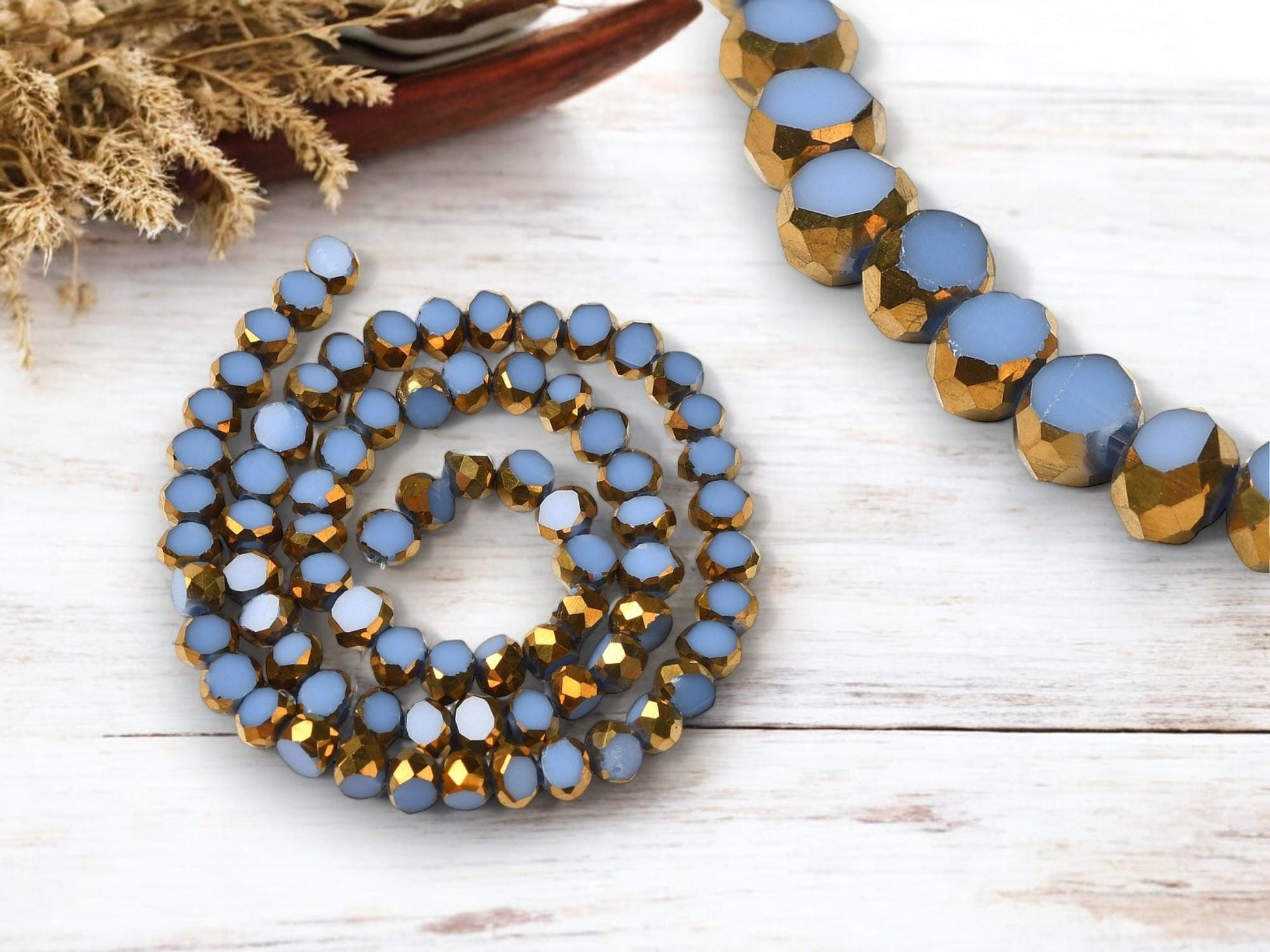 Table Cut Beads - Round Beads - Chinese Glass - Fire Polish Beads - Approx 4mm - 10" Strand - (1616)