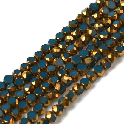 Table Cut Beads - Round Beads - Chinese Glass - Fire Polish Beads - Approx 4mm - 10" Strand - (245)