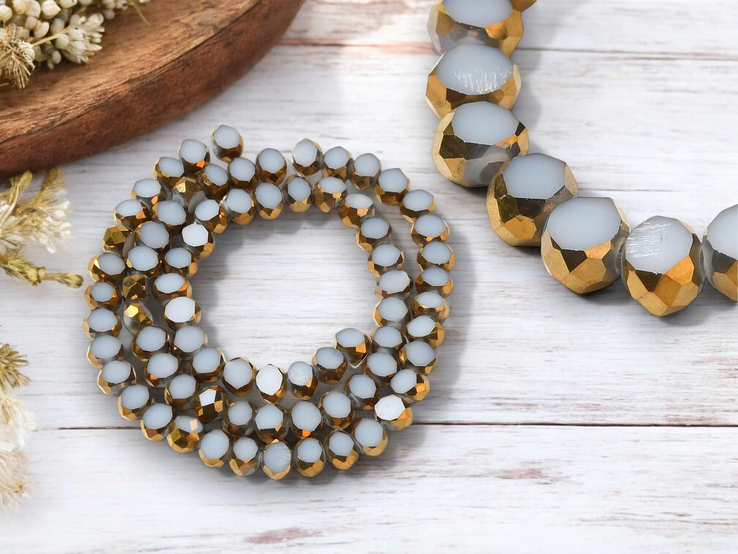 Chinese Glass Beads - Table Cut Beads - Round Beads - Fire Polish Beads - Approx 4mm - 10" Strand - (2377)