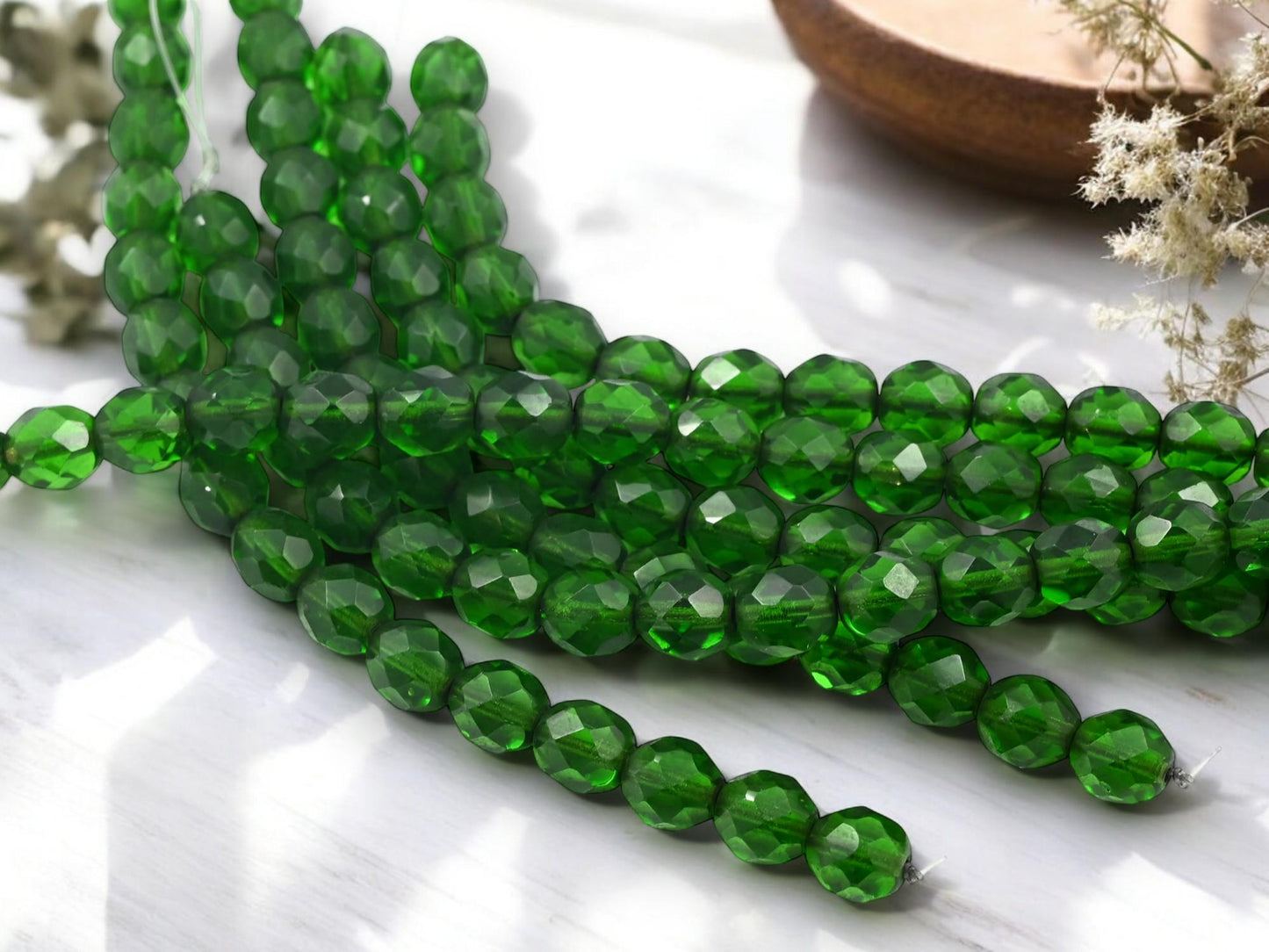 Czech Glass Beads - Round Beads - 8mm Beads - Fire Polish Beads - Christmas Beads - 16pcs - (2241)