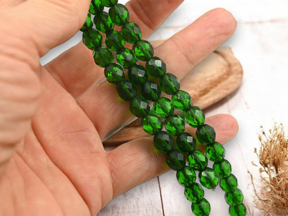 Czech Glass Beads - Round Beads - 8mm Beads - Fire Polish Beads - Christmas Beads - 16pcs - (2241)