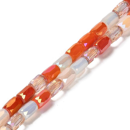 Electroplated Beads - Chinese Glass - Tube Beads - Bulk Glass Beads - 6x4mm - 20" Strand - (2422)
