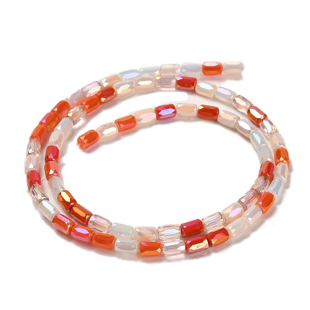 Electroplated Beads - Chinese Glass - Tube Beads - Bulk Glass Beads - 6x4mm - 20" Strand - (2422)