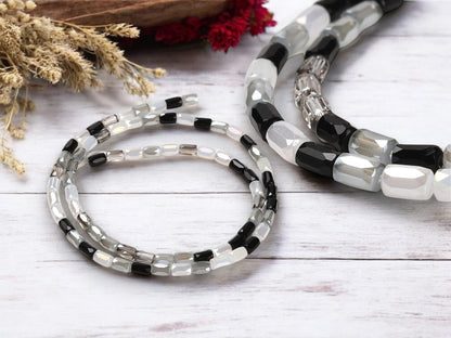 Electroplated Beads - Chinese Glass - Tube Beads - Bulk Glass Beads - 6x4mm - 20" Strand - (2007)