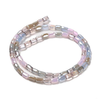 Chinese Glass Beads - Electroplated Beads - Tube Beads - Bulk Glass Beads - 6x4mm - 20" Strand - (379)