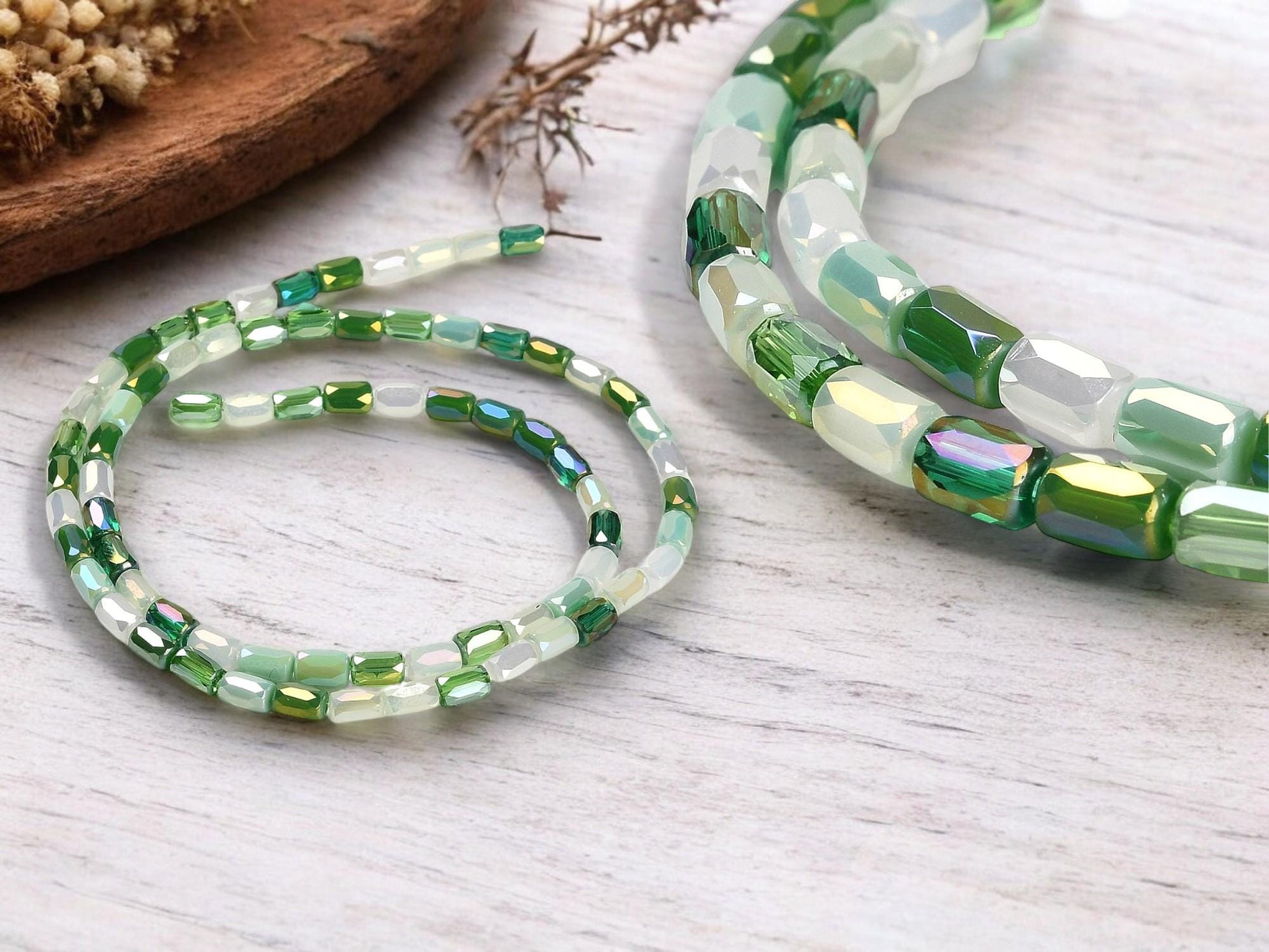 Tube Beads - Chinese Glass - Bulk Glass Beads - 6x4mm - 20" Strand - (1777)