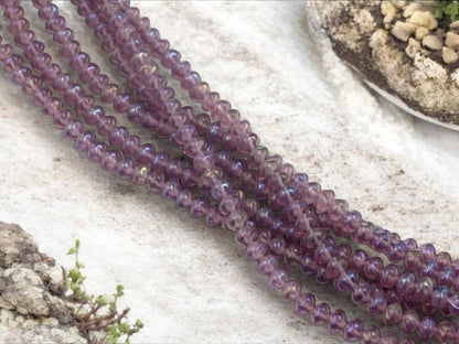 Czech Glass Beads - Rondelle Beads - Spacer Beads - Purple Beads - 44pcs - 6x4mm - (A119)