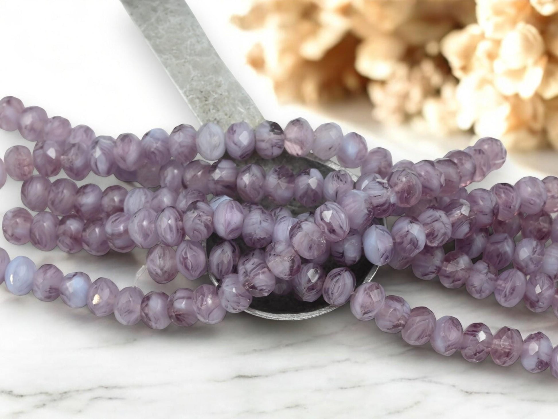 Czech Glass Beads - Rondelle Beads - Fire Polish Beads - Purple Beads - Czech Glass Rondelles - 25pcs - 6x8mm - (6108)