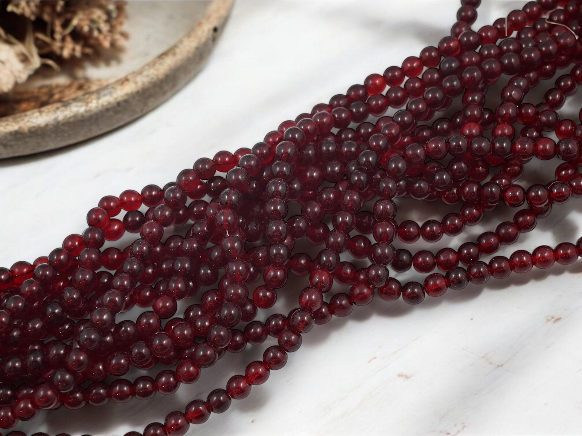 Czech Glass Beads - Round Beads - 6mm Beads - Red Beads - Christmas Beads - 50pcs - 6mm - (A541)