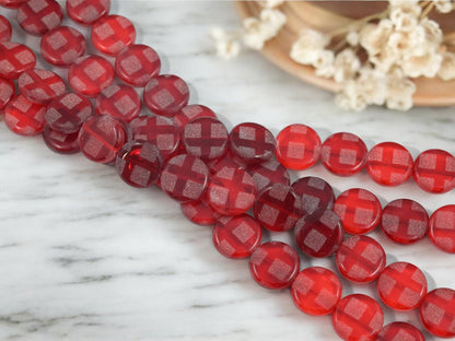 Czech Glass Beads - Red Beads - Seasonal Beads - Picasso Beads - Christmas Beads - 14mm - 14pcs - (B163)