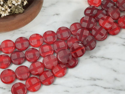 Czech Glass Beads - Red Beads - Seasonal Beads - Picasso Beads - Christmas Beads - 14mm - 14pcs - (B163)