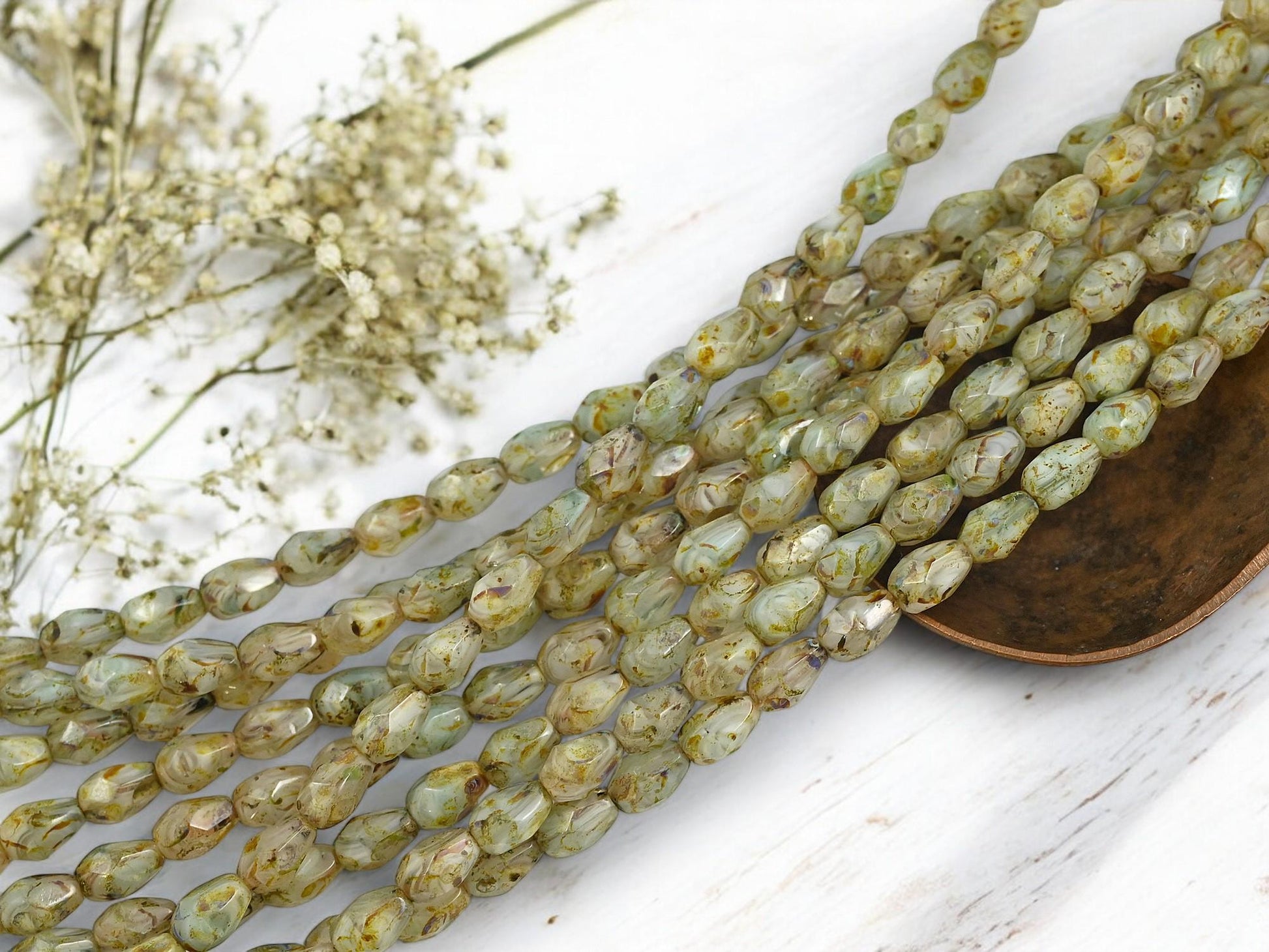 Picasso Beads - Czech Glass Beads - Tear Drop Beads - Fire Polished Beads - 29pcs - 5x7mm - (5871)