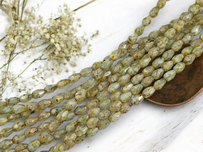 Picasso Beads - Czech Glass Beads - Tear Drop Beads - Fire Polished Beads - 29pcs - 5x7mm - (5871)