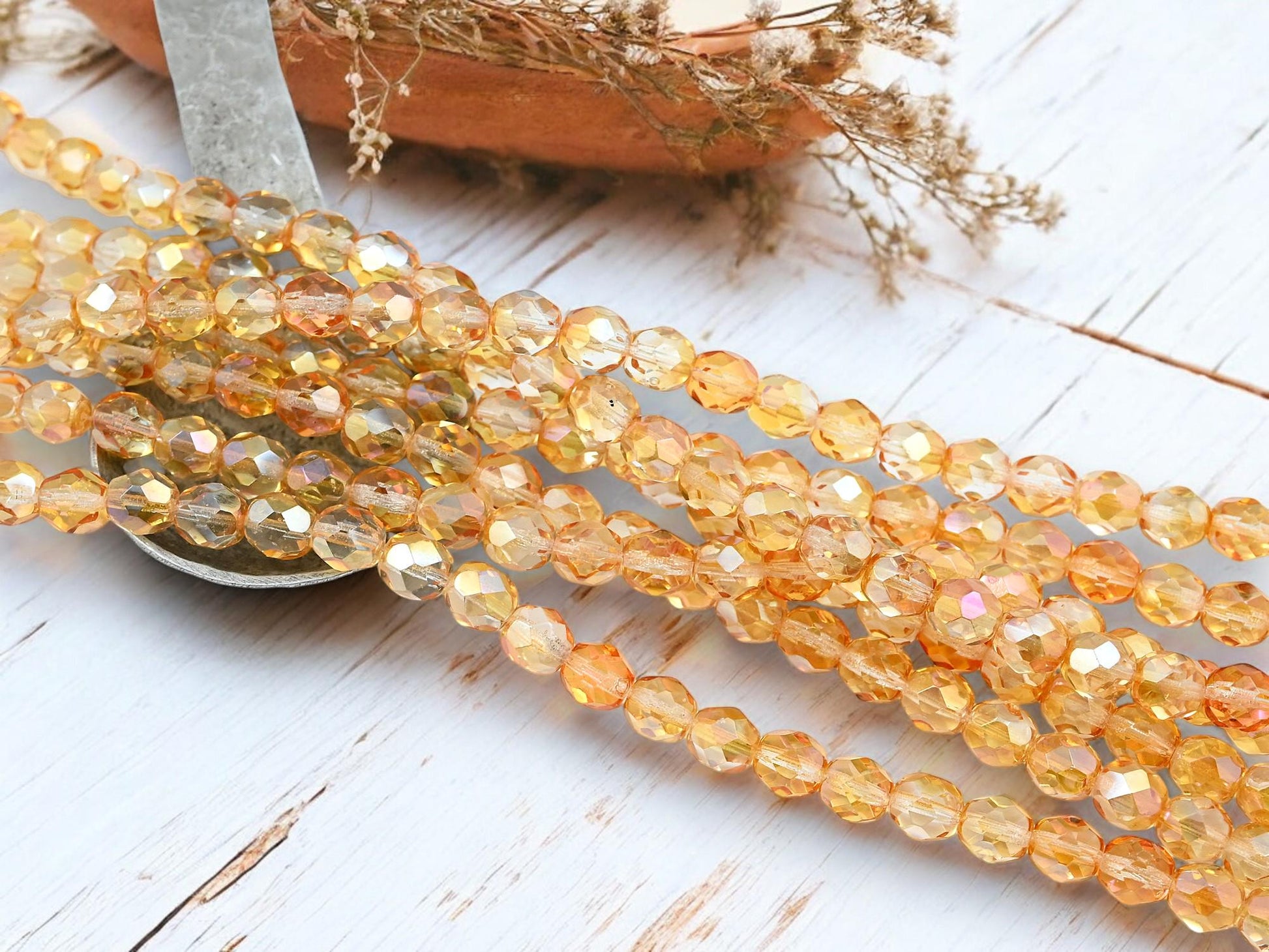 Czech Glass Beads - Fire Polished Beads - Round Beads - 7mm - 29pcs - (1542)